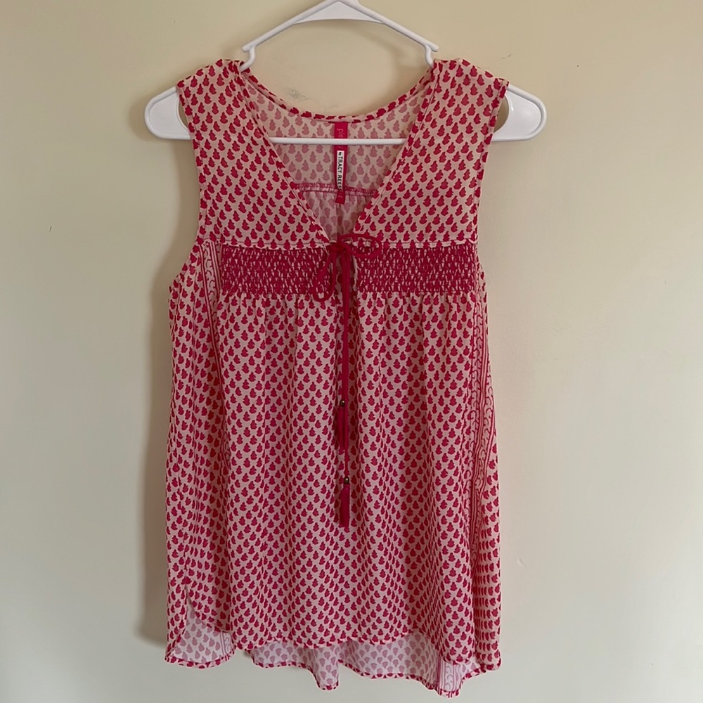 Pink and white Anthropologie sleeveless top